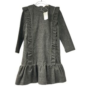 NWT Lilou Gray Girls Ruffle Long Sleeve Dress Size 7